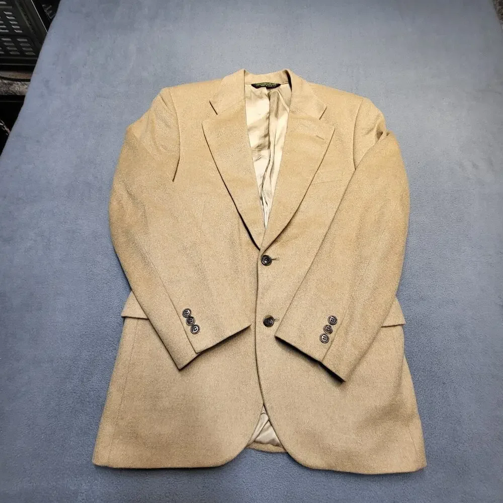 Camel Hair Blazer American Trend Estate Mens 40? Brown 2 Button Coat Made In USA